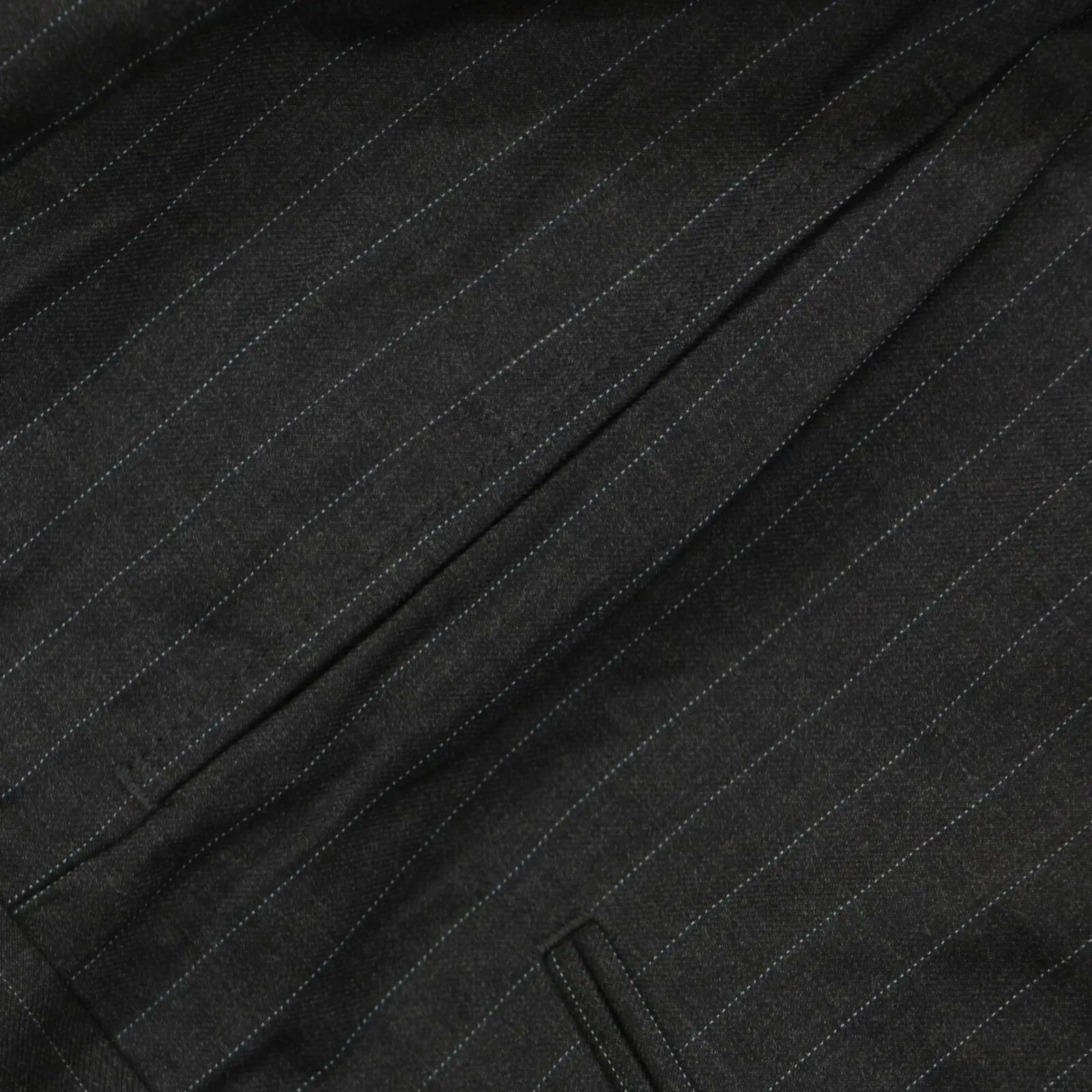 Stafford Mens Vintage Unhemmed Wool Suit Dress Pants Charcoal Pinstripe Gray 45L