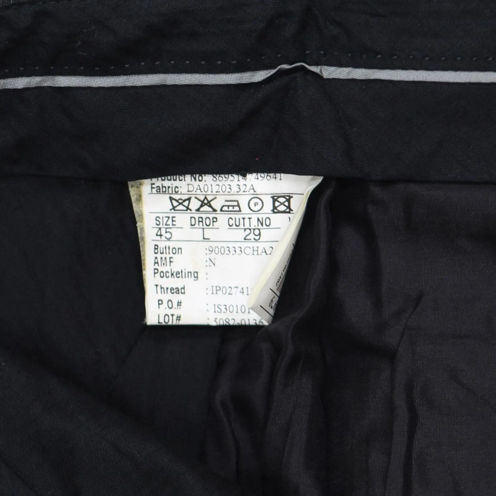 Stafford Mens Vintage Unhemmed Wool Suit Dress Pants Charcoal Pinstripe Gray 45L