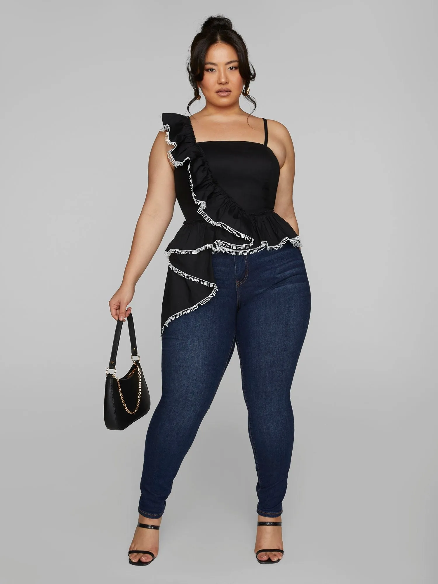 Stefania Ruffle Detail Peplum Top