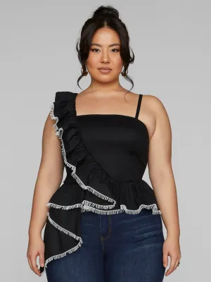Stefania Ruffle Detail Peplum Top