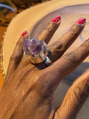 Sterling Amethyst Nugget Ring