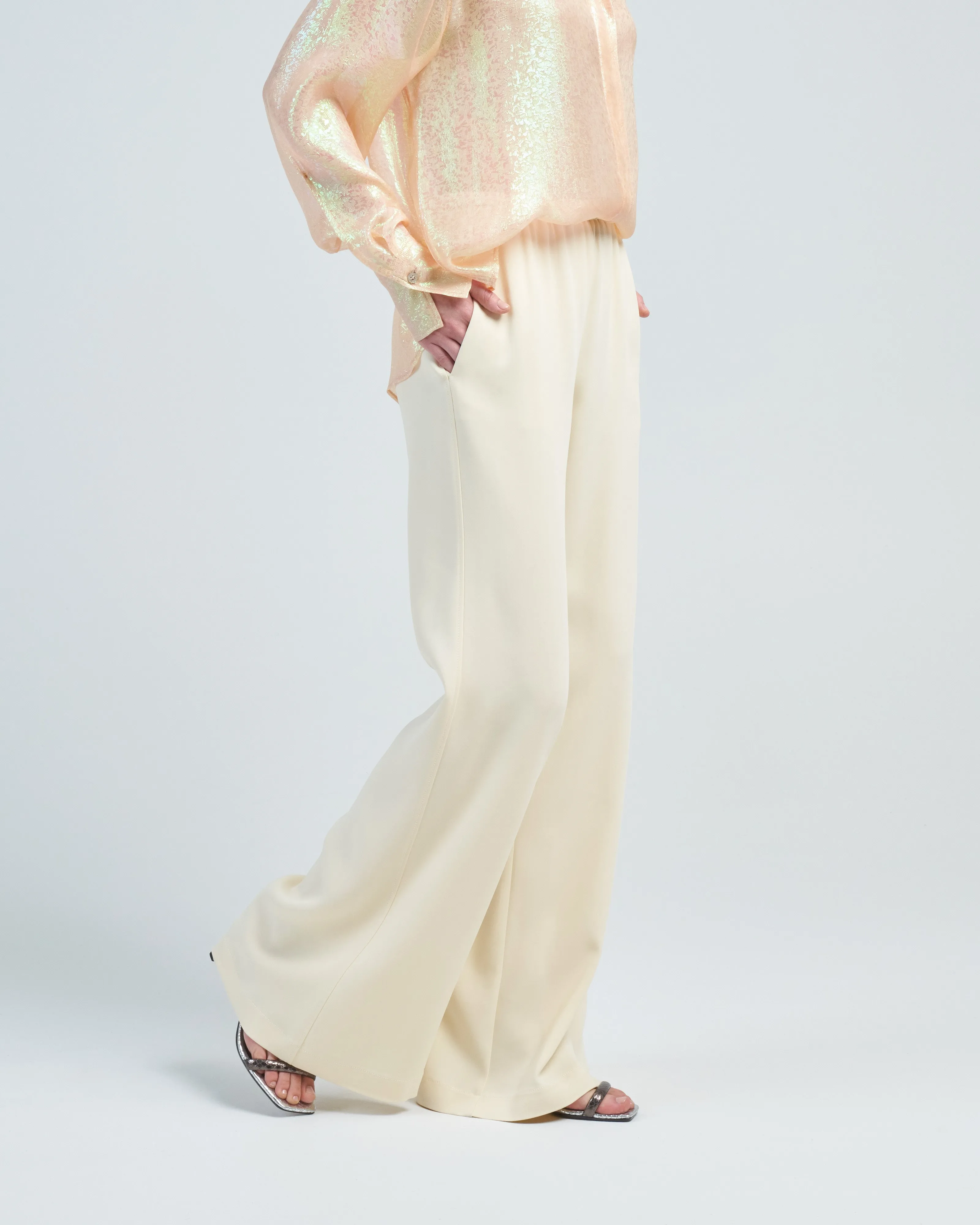 stretch crepe cady flared pants
