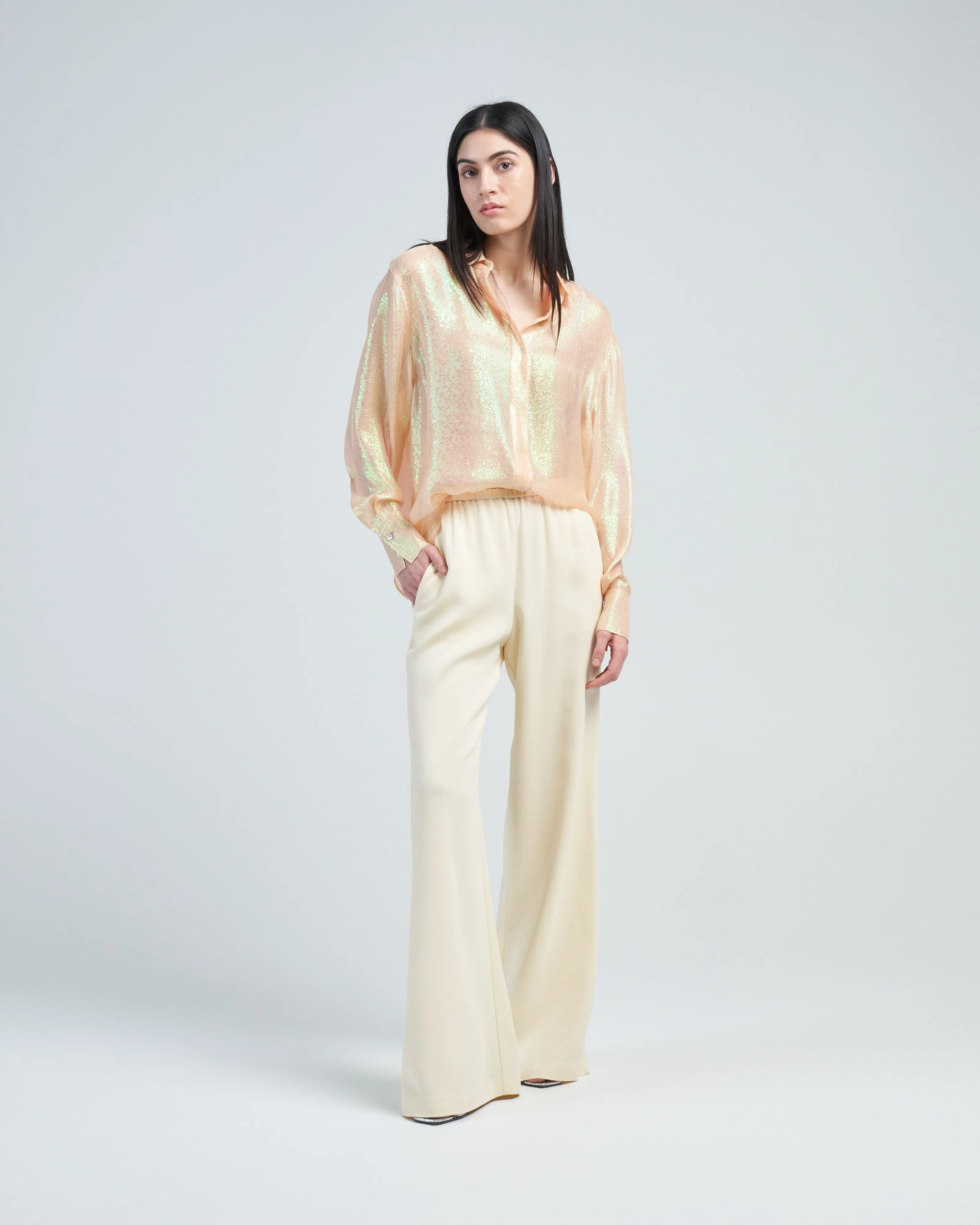 stretch crepe cady flared pants