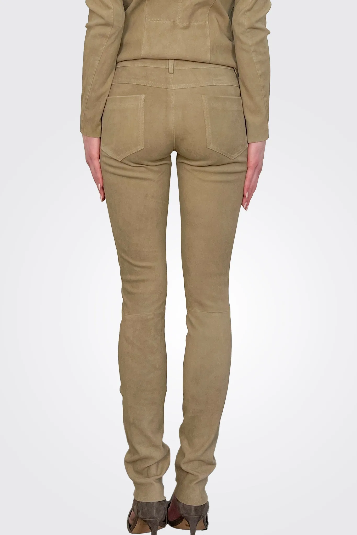 Stretch Leather Pants - Taupe