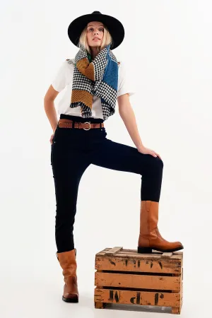 Stretch paperbag waist straigh Jeans in black
