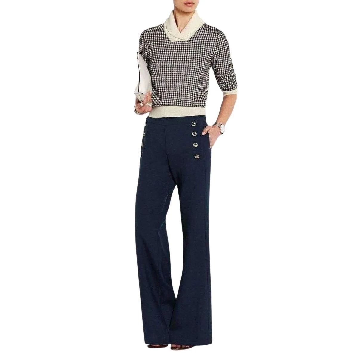 Stretch Wool Flared Pants