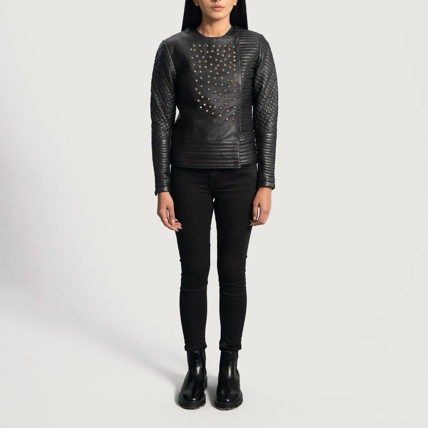 Strike Black Studded Leather Jacket