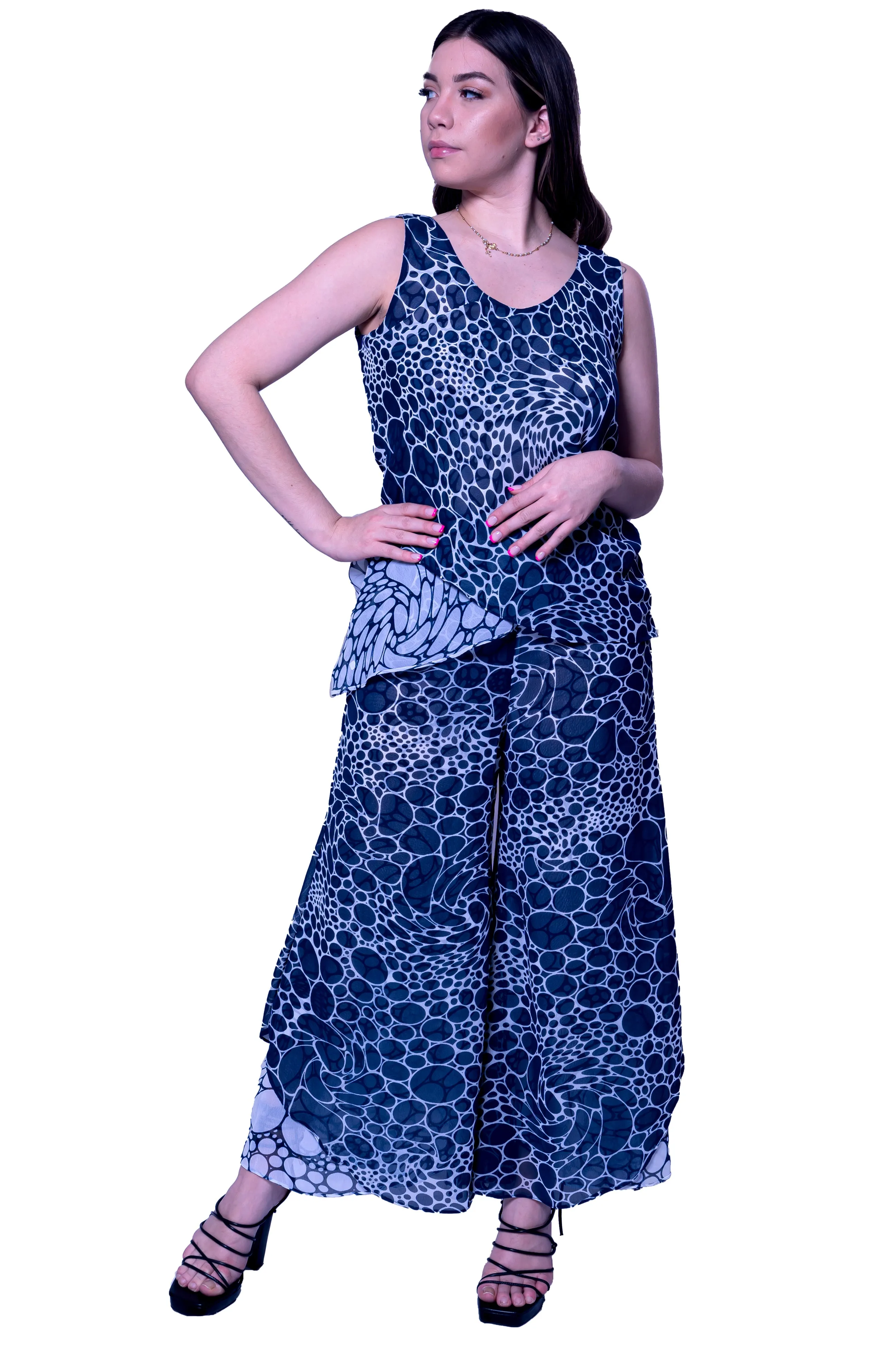 T1289 Bubble Print Reversible Top