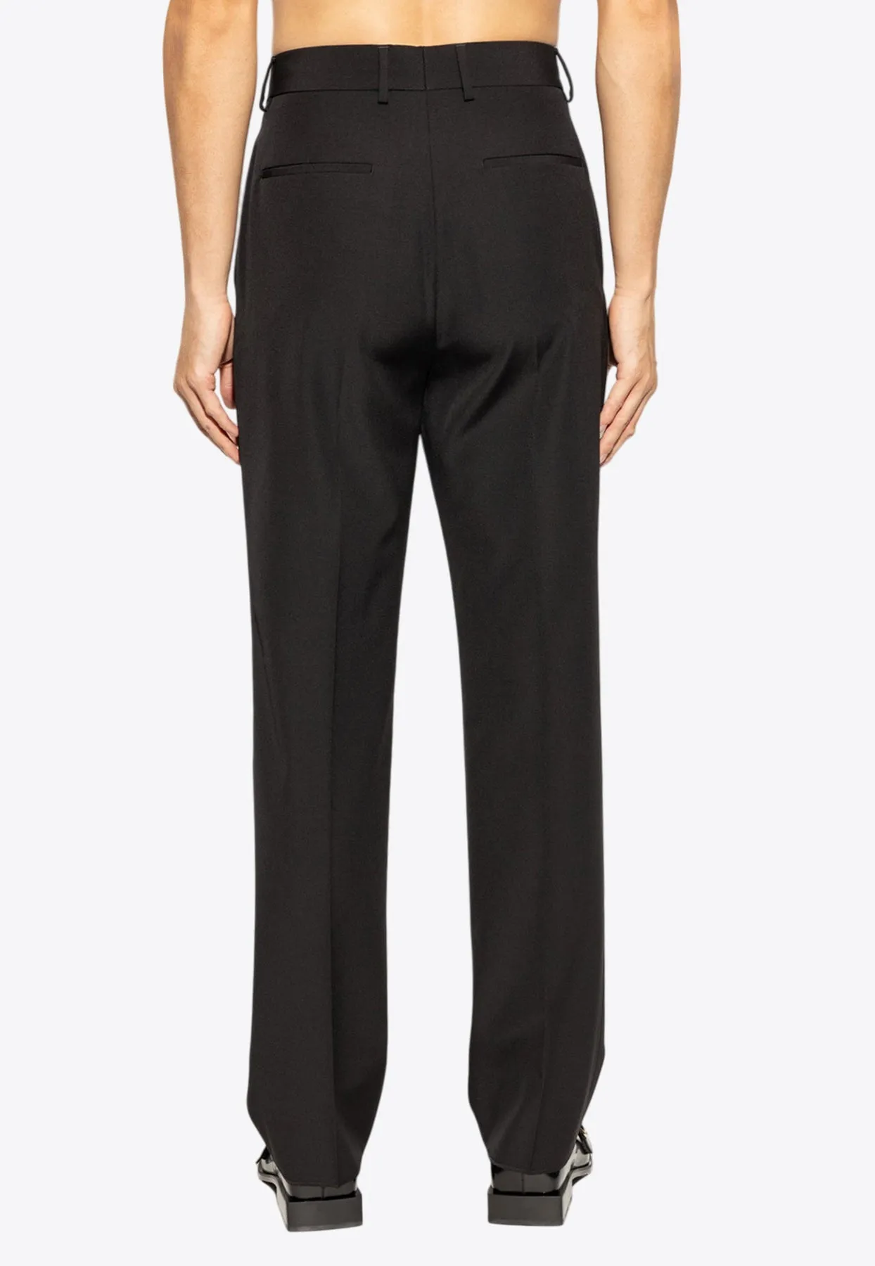 Tailored Straight-Leg Wool Pants