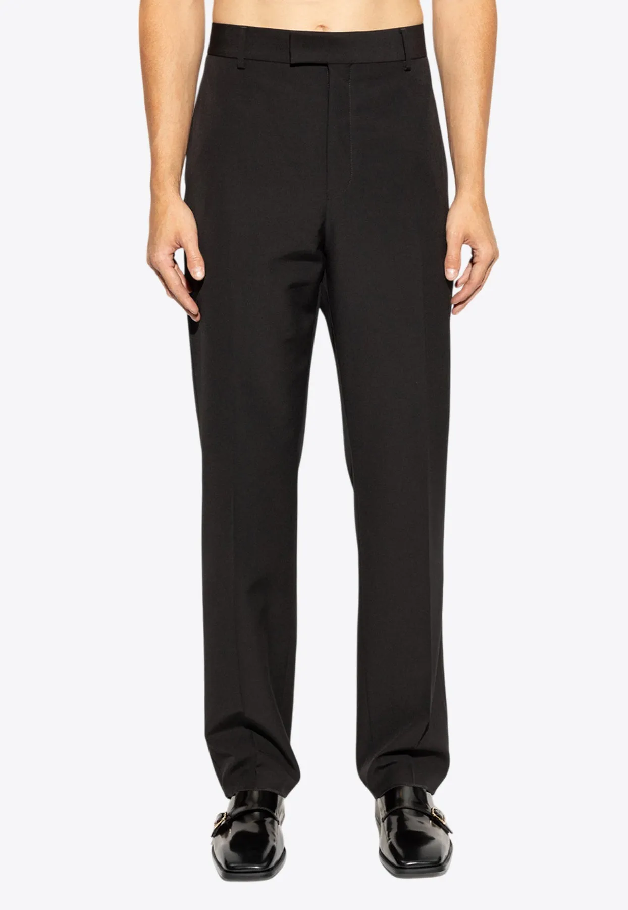 Tailored Straight-Leg Wool Pants
