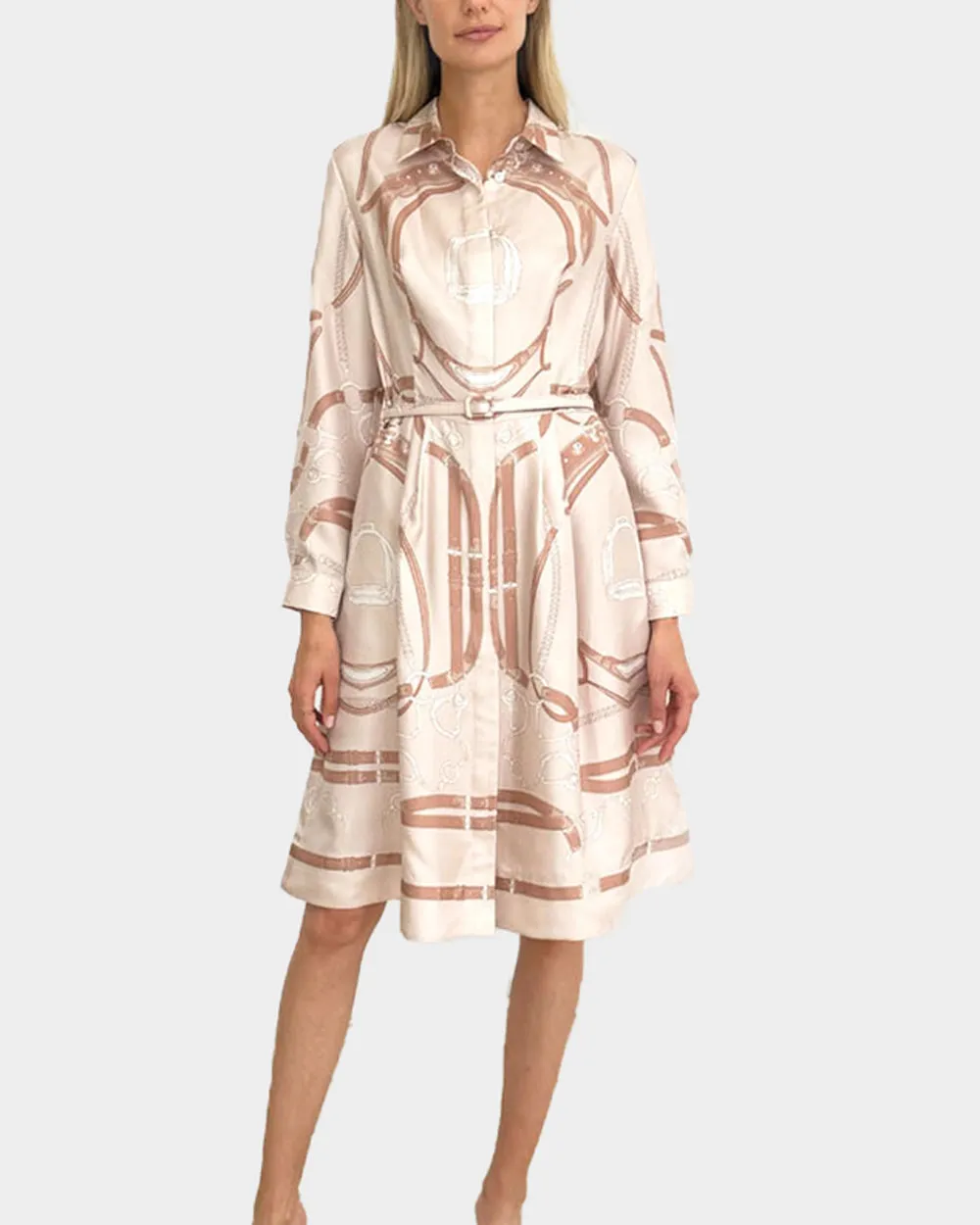 Taupe Lexington Belted Shirtdress