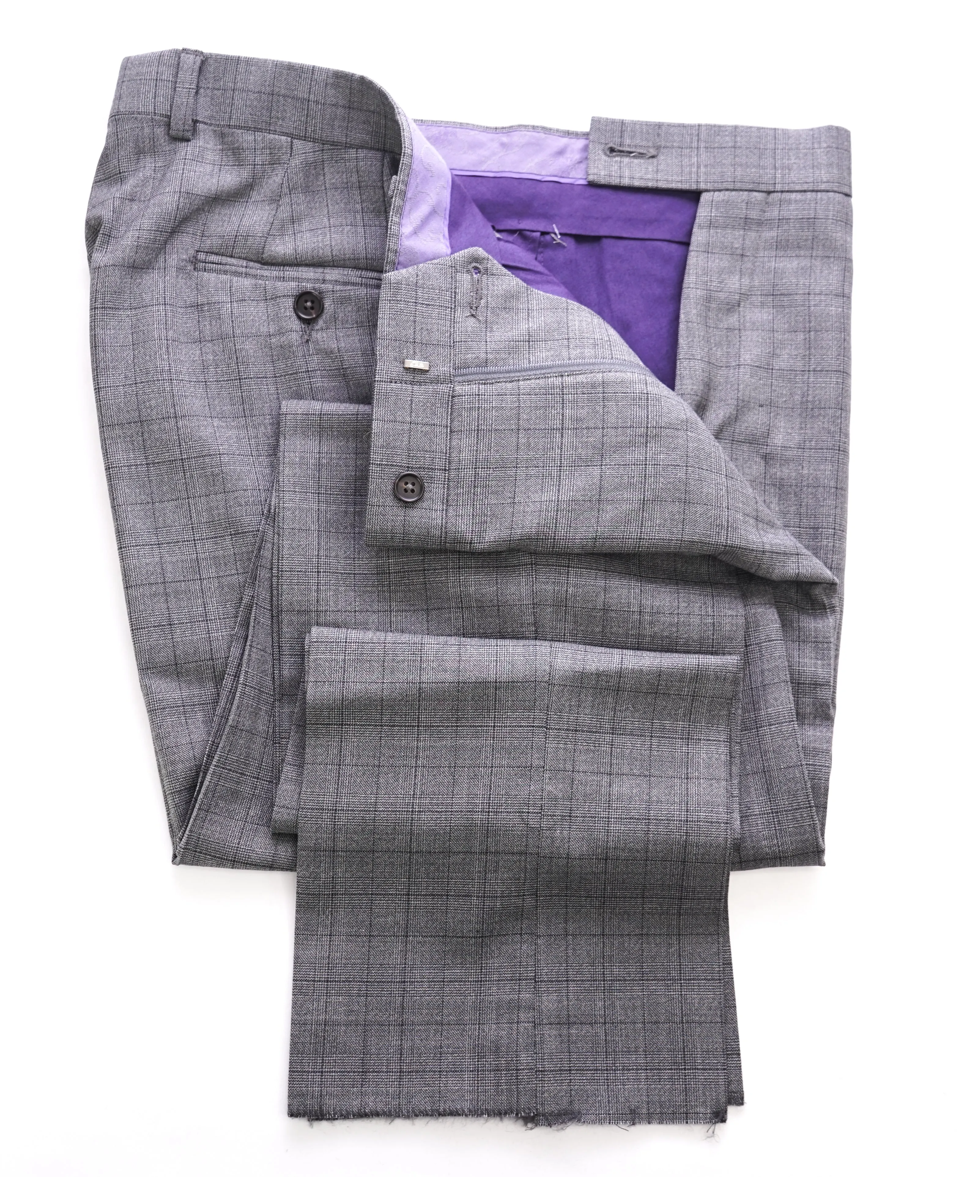 TED BAKER - Gray Prince of Wales Check Wool Flat Front Dress Pants- 35W