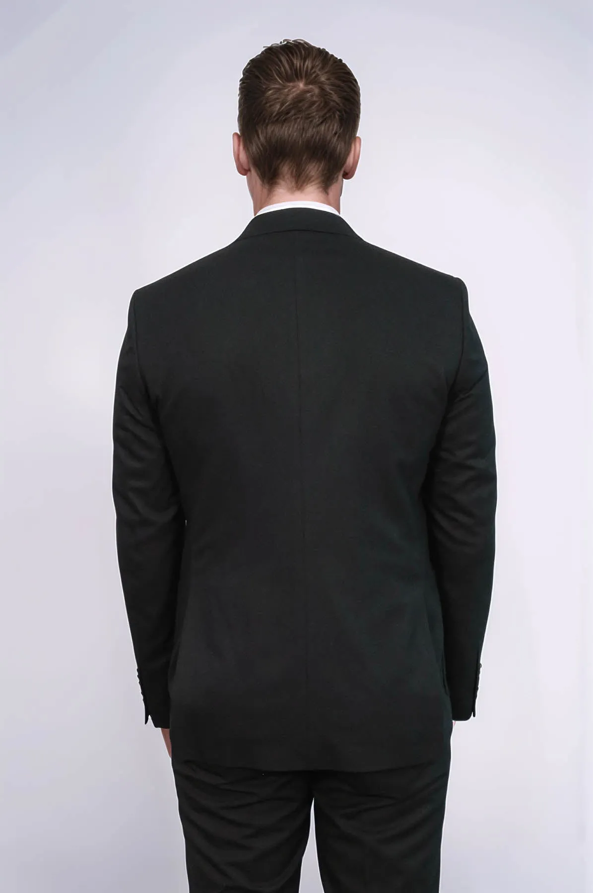 Textured Slim Fit Peak Lapel Black Men Blazer - Wessi