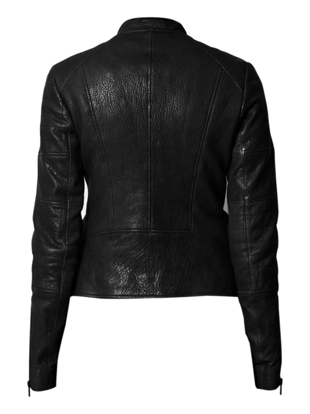 Textured Slim Leather Moto Jacket