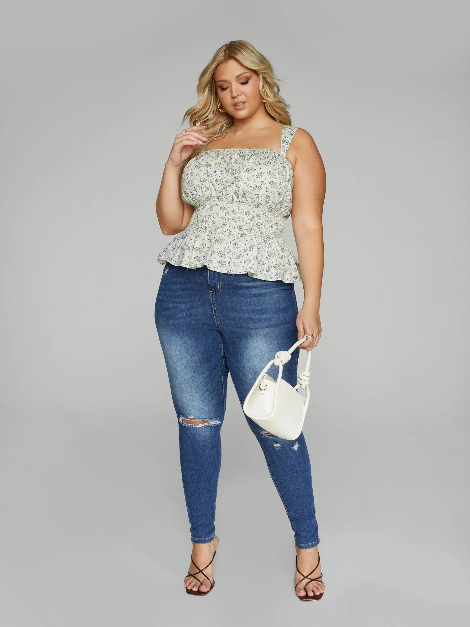 Tierra Floral Print Peplum Top