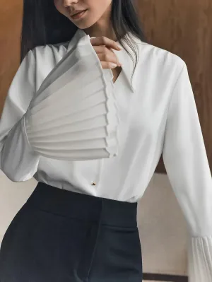Timeless Charm Long Flare Sleeve Button-Up Blouse
