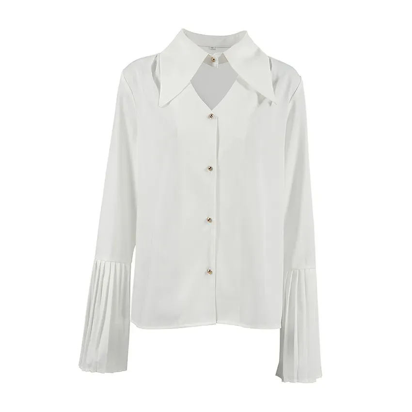 Timeless Charm Long Flare Sleeve Button-Up Blouse