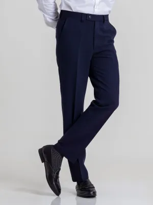 Trousers With Belt Loop -  Navy Blue Plain (Slim Straight)