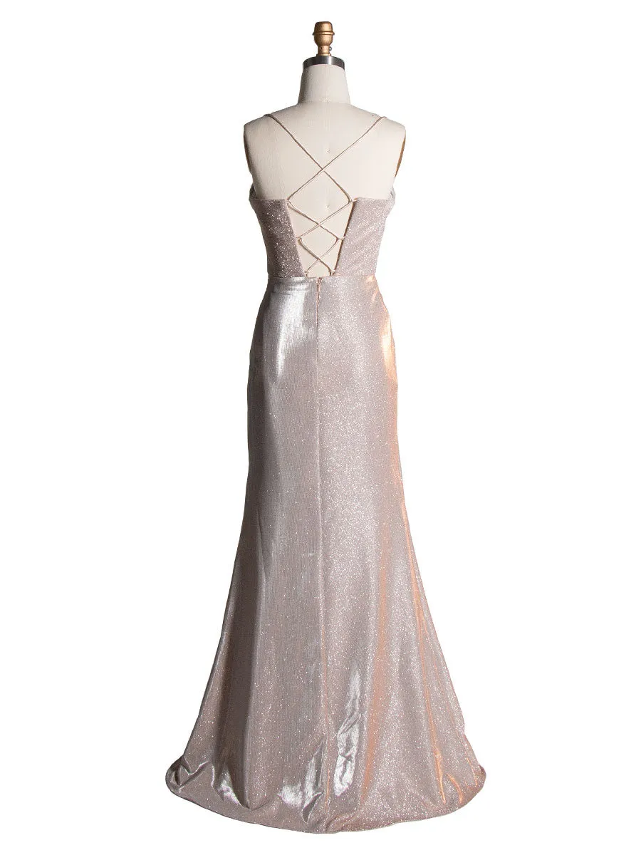 Trumpet/Mermaid Straight Floor-Length Shine Jersey Prom Dresses YE2556