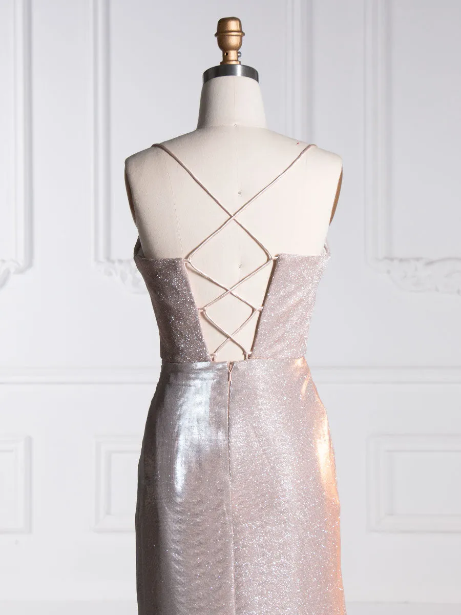 Trumpet/Mermaid Straight Floor-Length Shine Jersey Prom Dresses YE2556
