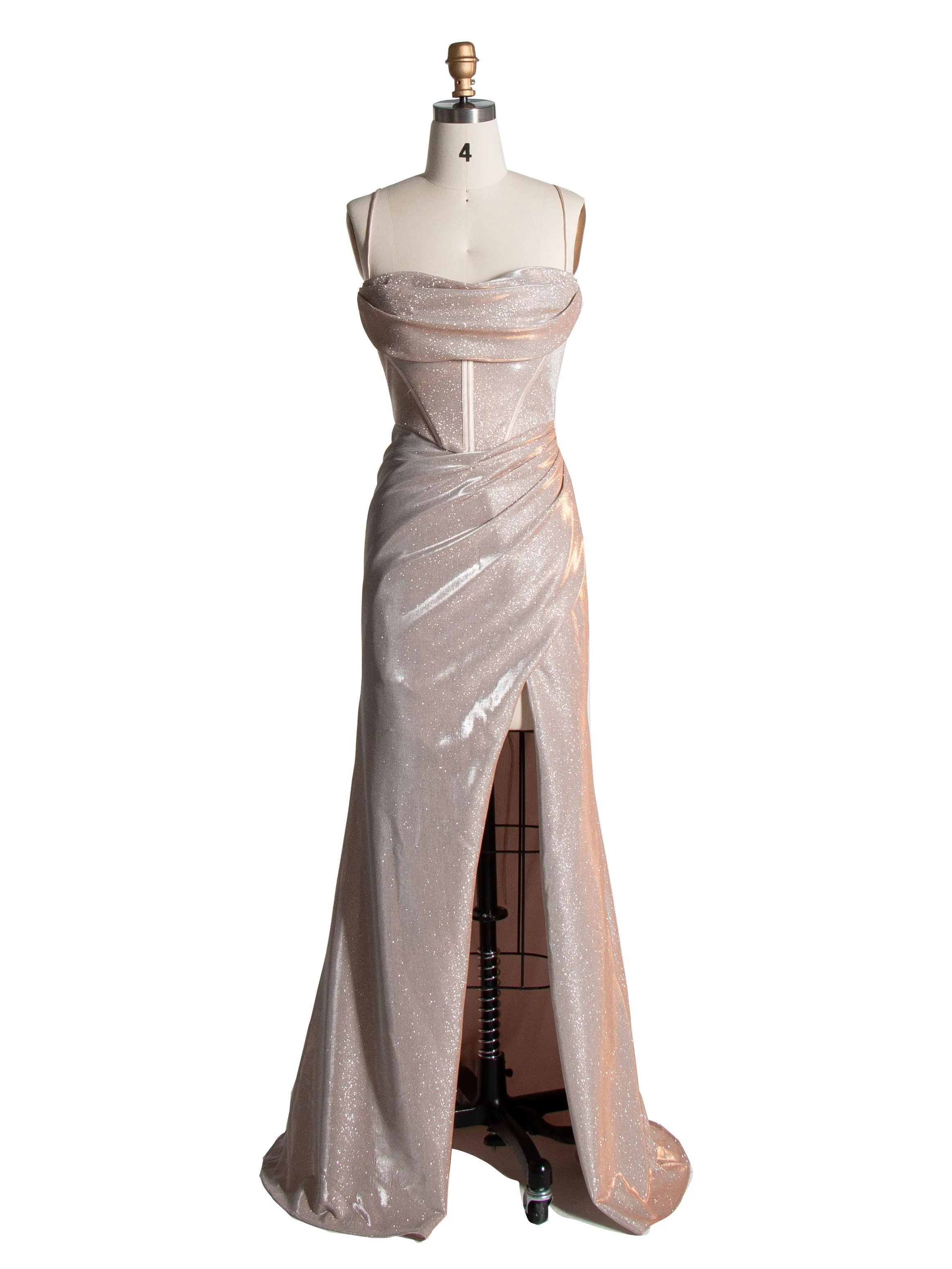 Trumpet/Mermaid Straight Floor-Length Shine Jersey Prom Dresses YE2556