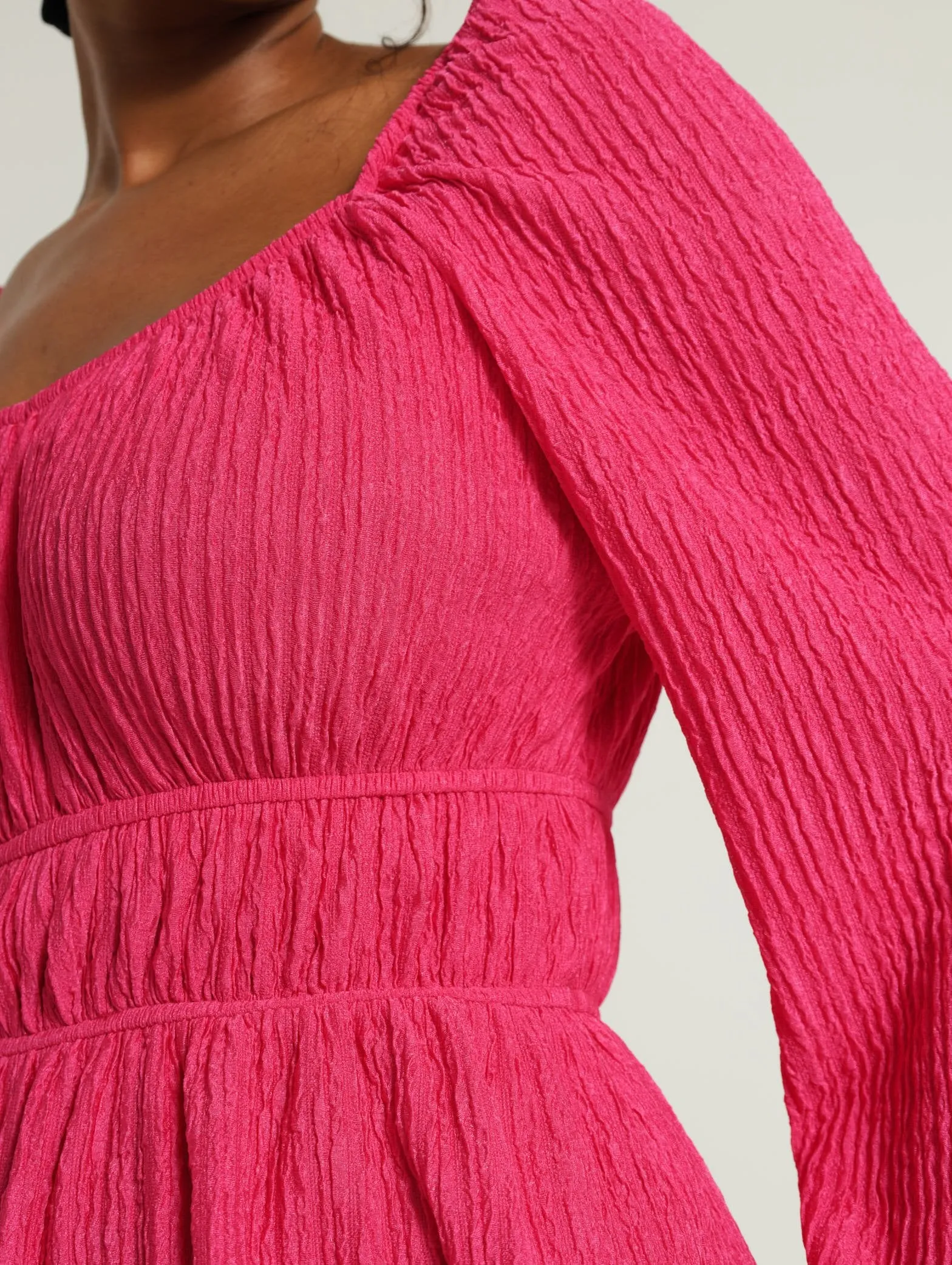 V-Neck Peplum Blouse - Pink