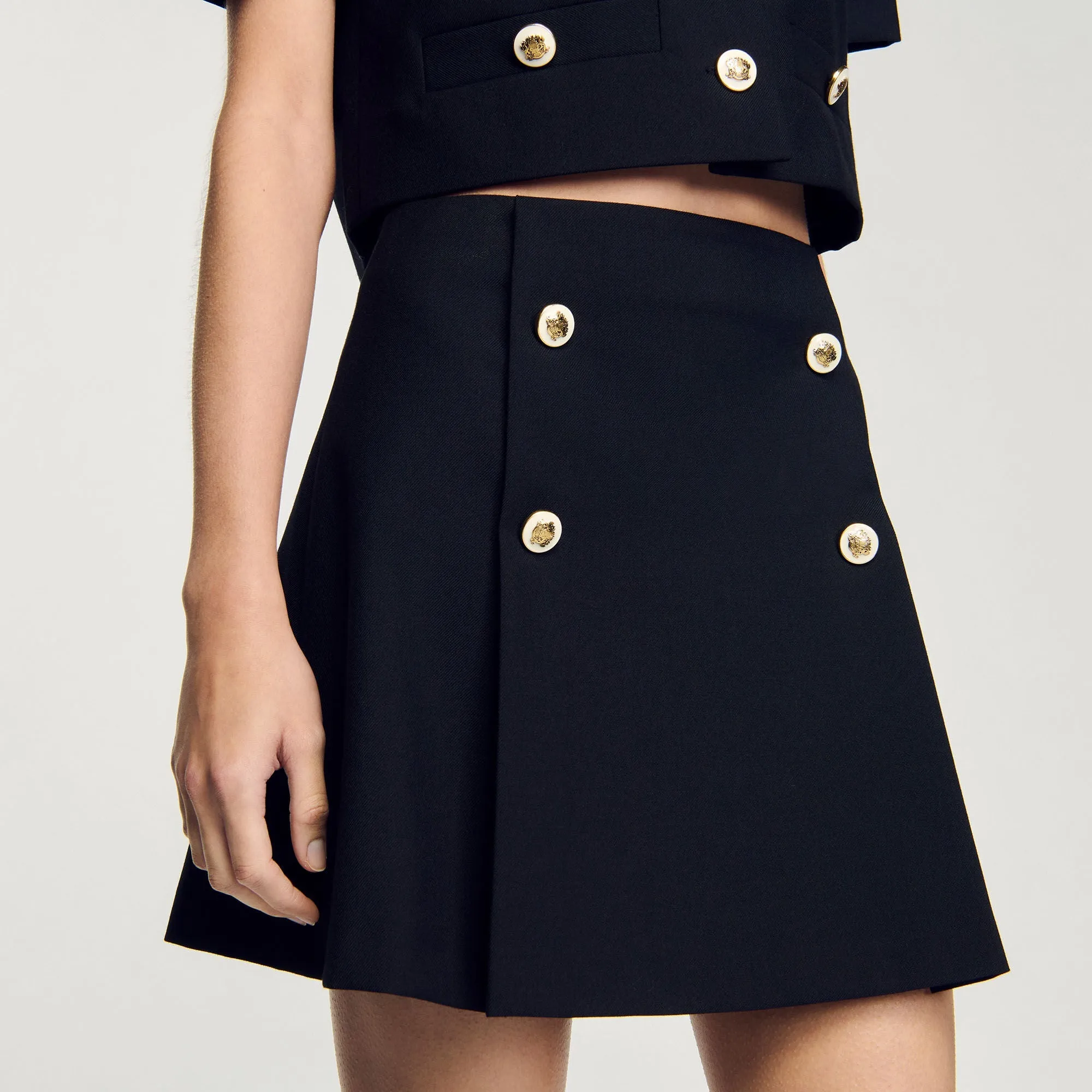 Valeriane Short Pleated Skirt Black