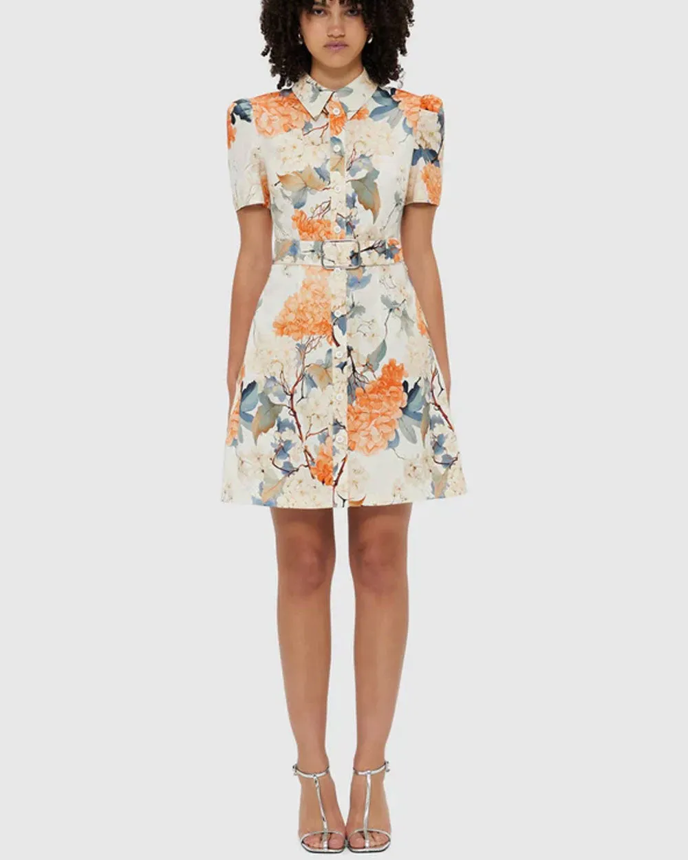 Vanilla Hydrangea Print Bronte Mini Dress