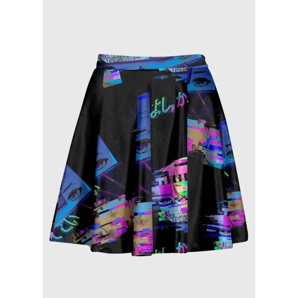Vaporwave Aesthetic Glitchcore Anime Skirt for Unique Style