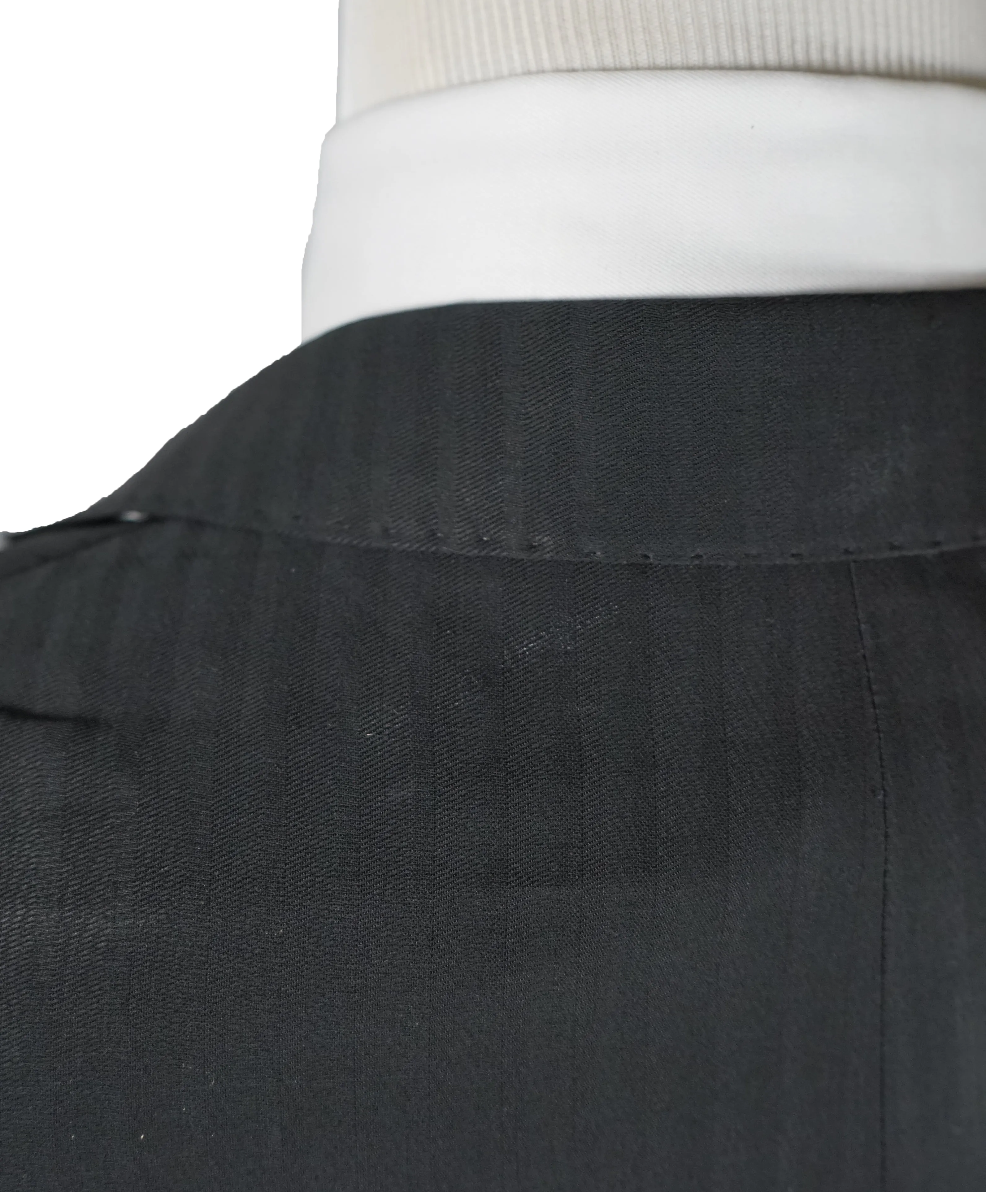 VERSACE COLLECTION - Black Tonal Herringbone Suit With Logo Buttons  - 46R