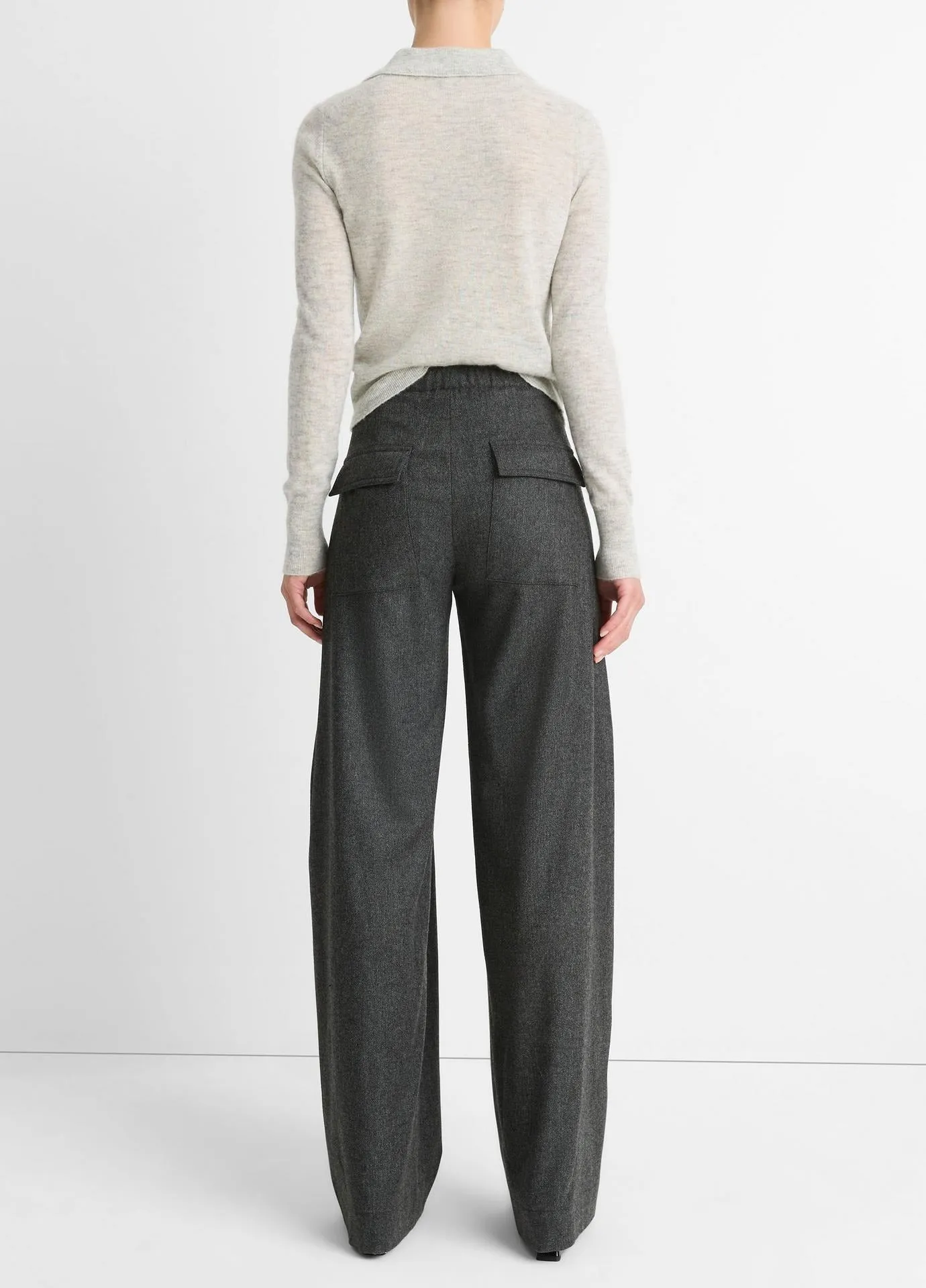 Vince Mid-Rise Brushed Flannel Utility Pants in Charcoal