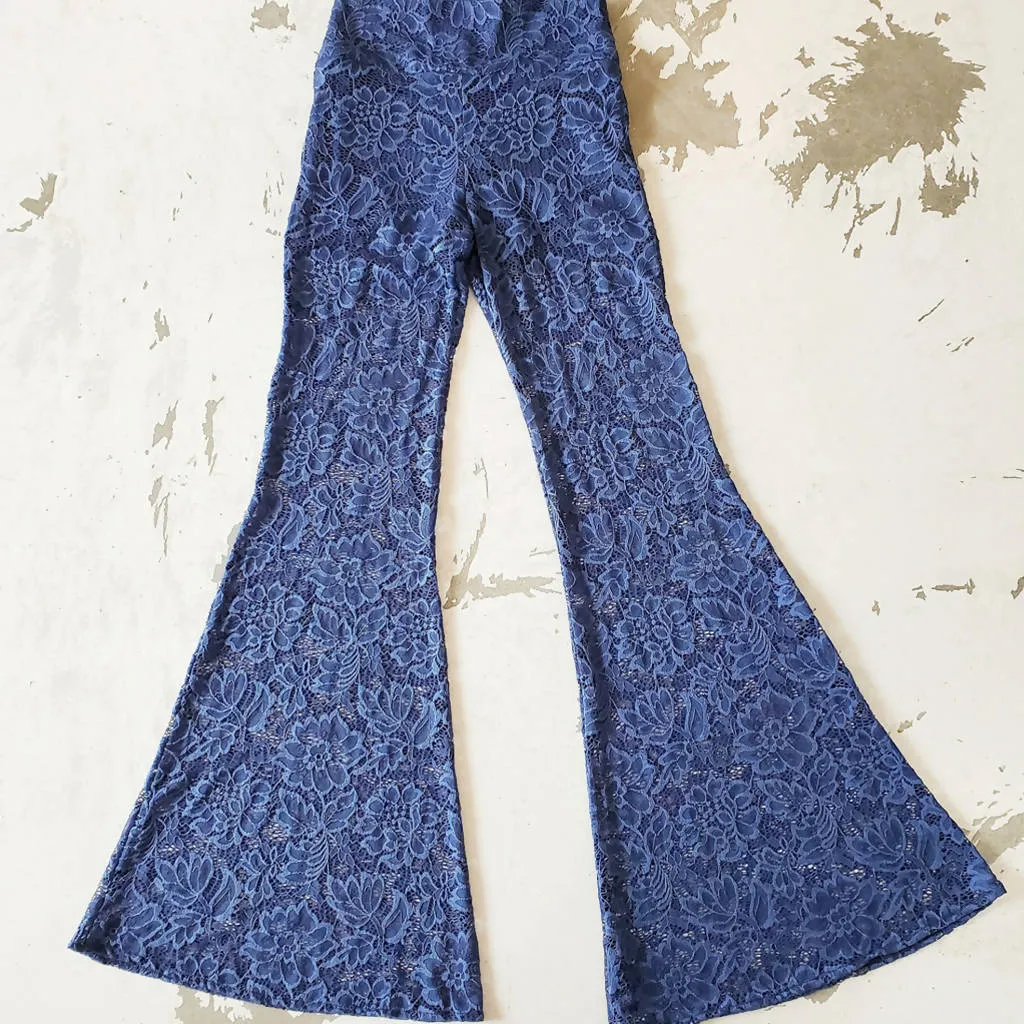 Vintage Blue Bohemian Bell Bottom Pants