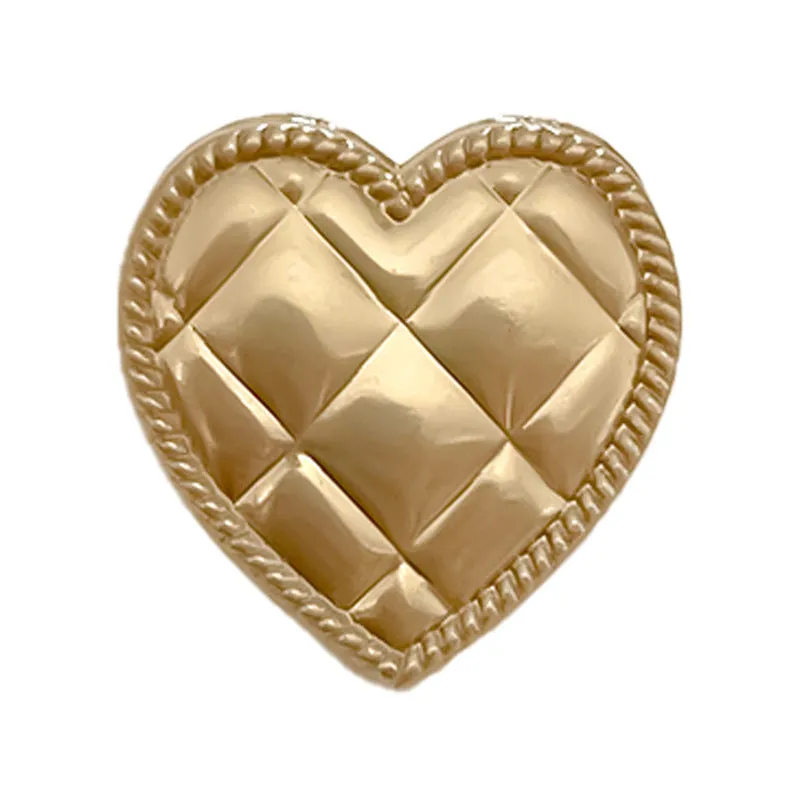 Vintage Heart-Shaped Shiny Gold Silver Metal Shank Buttons For Coats Jackets 50pcs