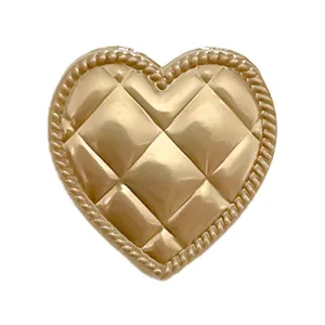 Vintage Heart-Shaped Shiny Gold Silver Metal Shank Buttons For Coats Jackets 50pcs