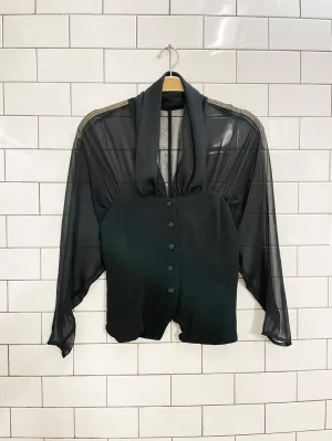 vintage linda baday corset pleated chiffon blouse