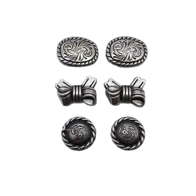 Vintage Punk Floral Scroll Bow Rivets Ornate Metal Studs 30 Pack