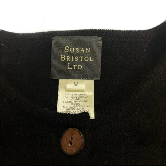 Vintage Susan Bristol Ltd 100% wool knit cardigan sweater womens size Medium