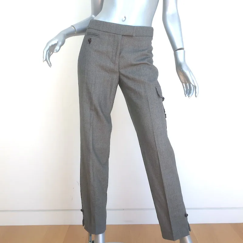 Vintage Yves Saint Laurent Fur-Trimmed Pant Suit Gray Wool Size 36/38