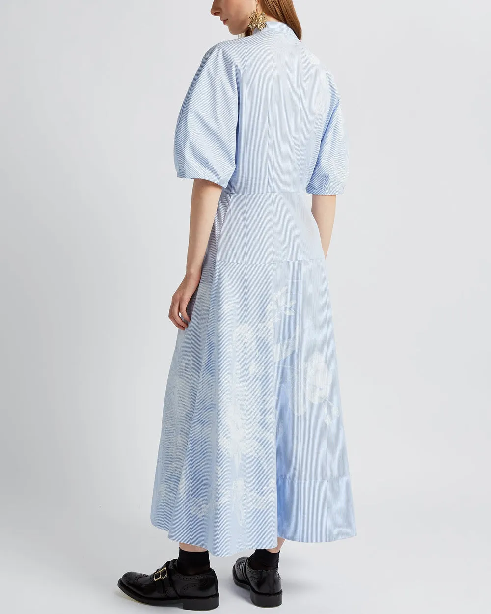 Violetta Etch Blue Short Sleeve Midi Shirtdress