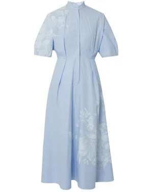 Violetta Etch Blue Short Sleeve Midi Shirtdress