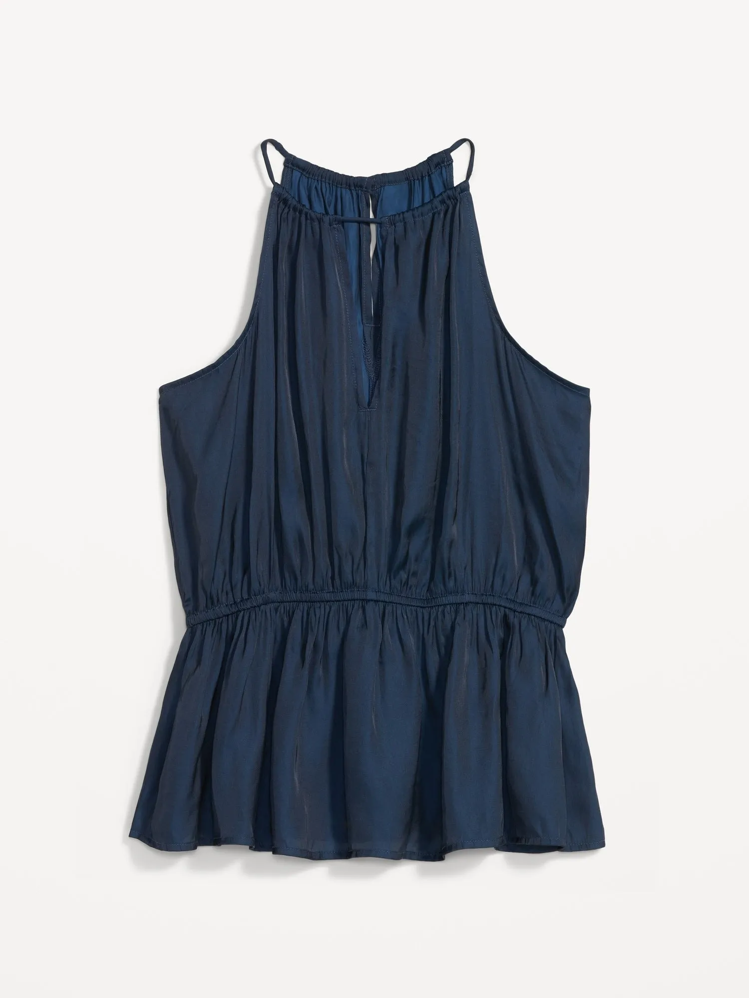 Waist-Defined Halter Satin Blouse for Women
