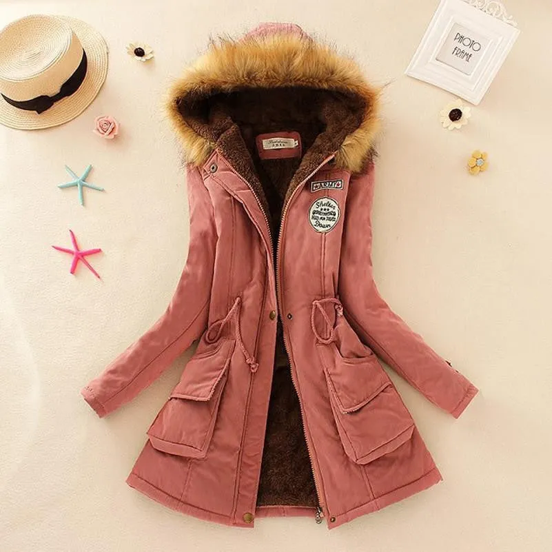 Warm Jacket Women Fashion Women's Fur Collar Coats Jackets for Lady Long Slim Down Parka Hoodies Plus Size
