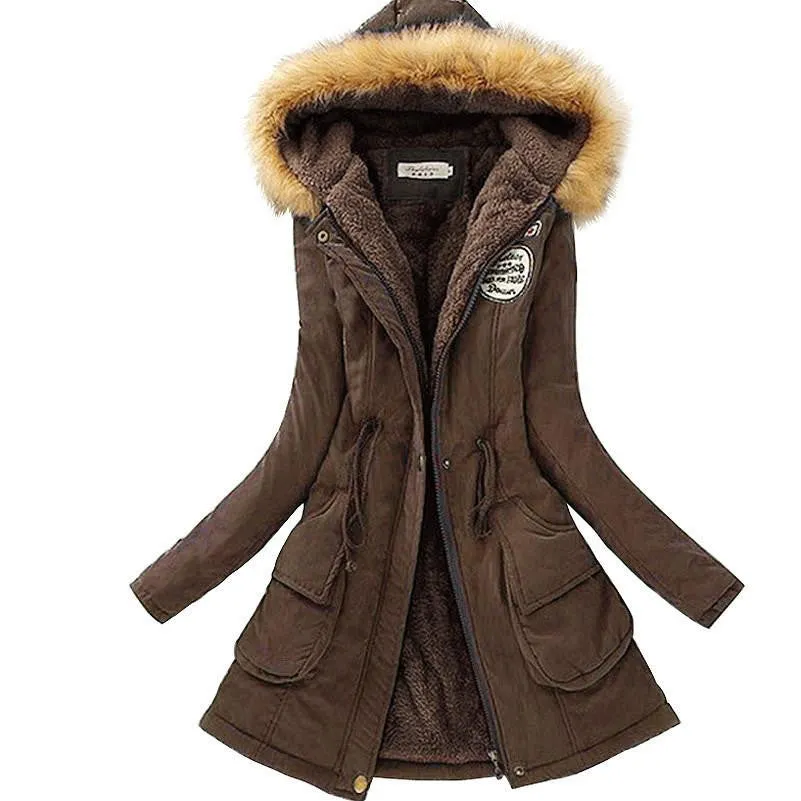 Warm Jacket Women Fashion Women's Fur Collar Coats Jackets for Lady Long Slim Down Parka Hoodies Plus Size