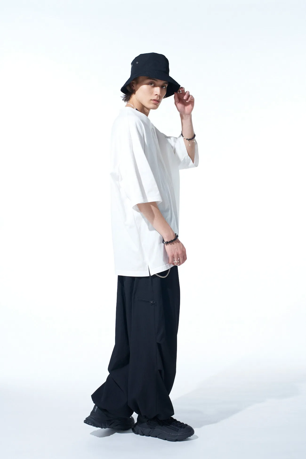 WASHER WOOL GABARDINE KNEE TUCK MILITARY PANTS