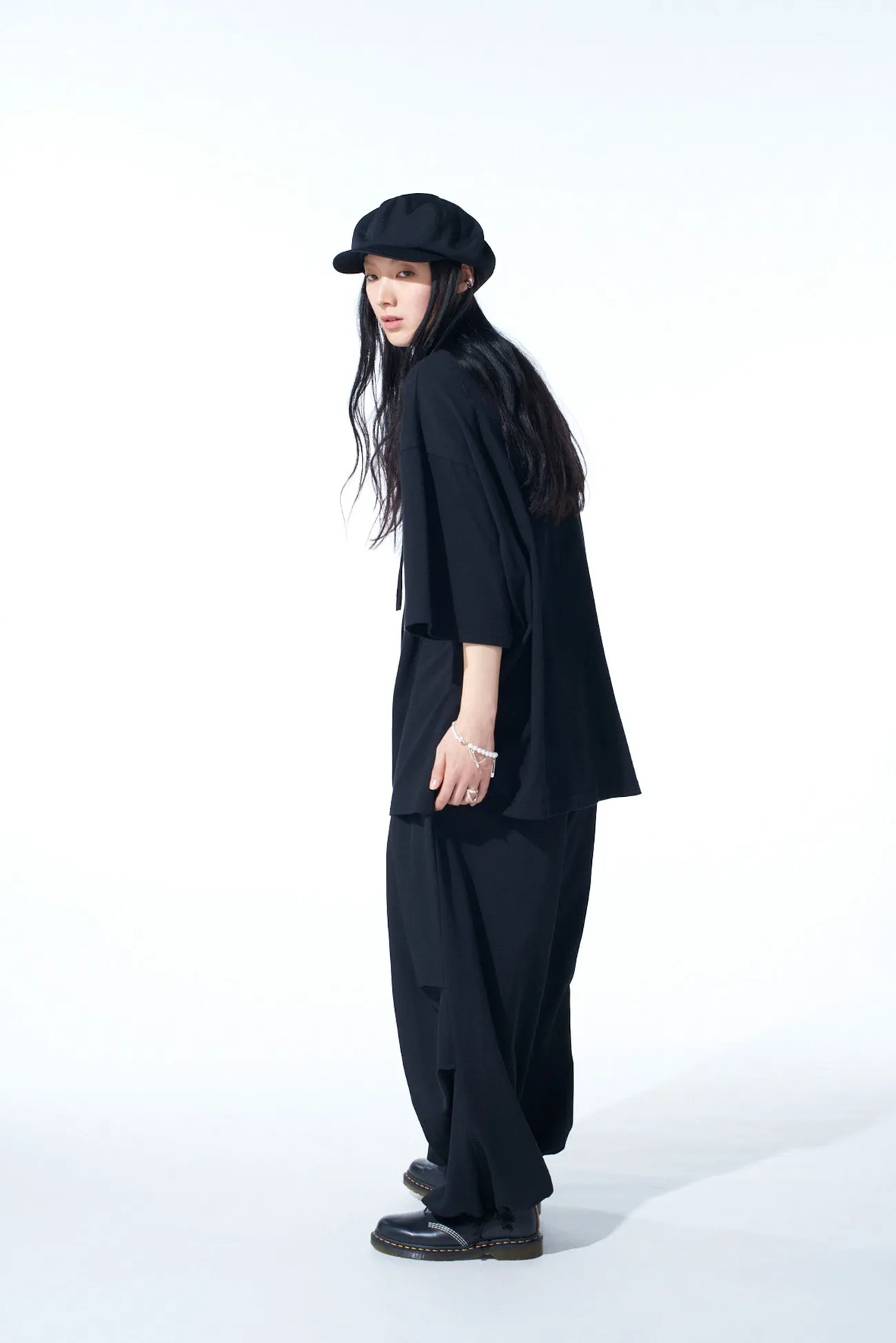 WASHER WOOL GABARDINE KNEE TUCK MILITARY PANTS