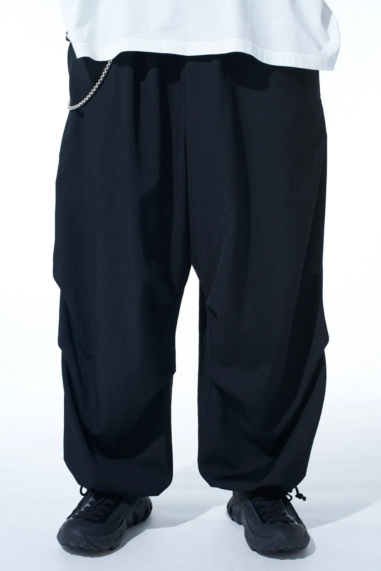 WASHER WOOL GABARDINE KNEE TUCK MILITARY PANTS