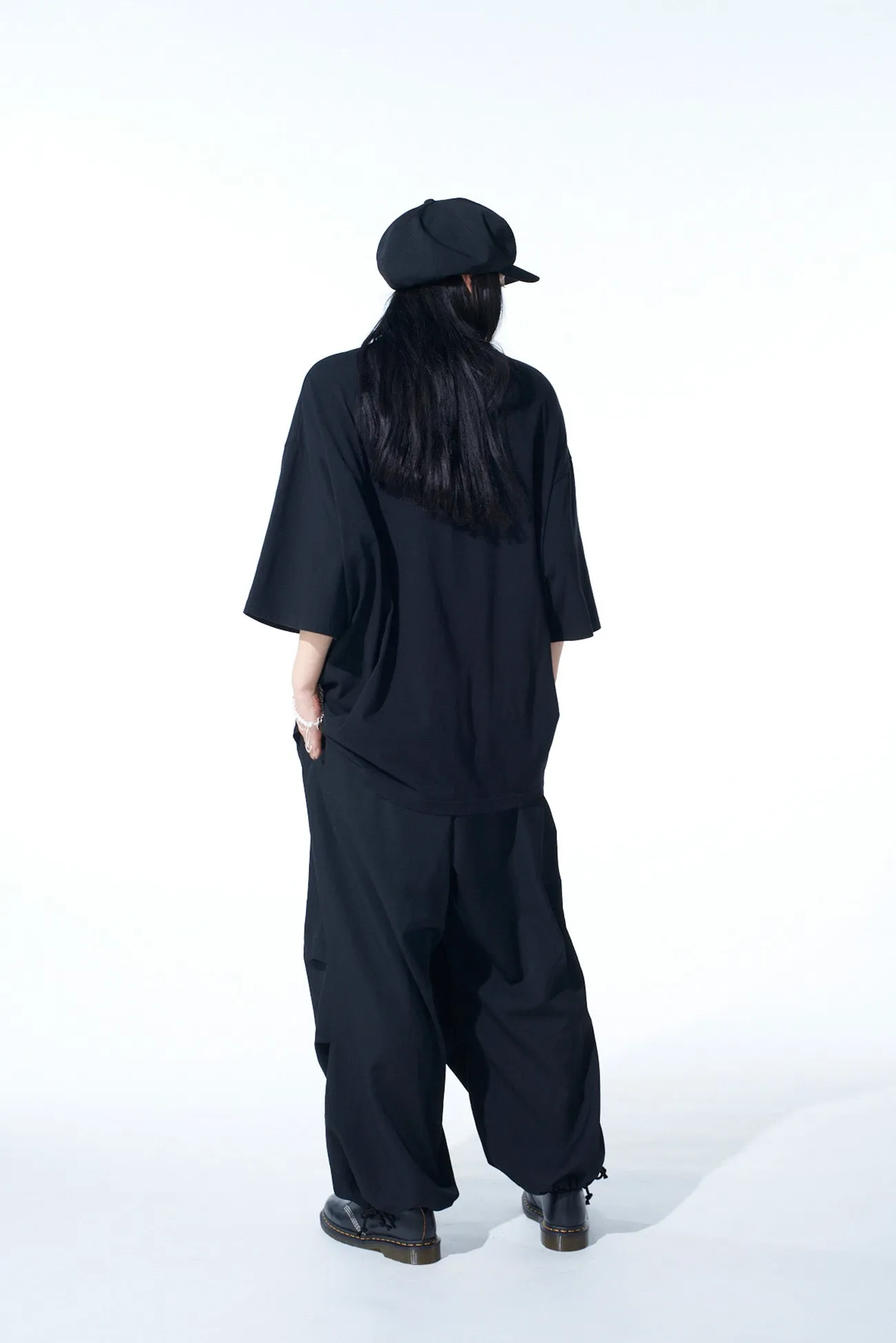 WASHER WOOL GABARDINE KNEE TUCK MILITARY PANTS