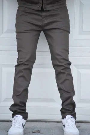 WAX BROWN STRETCH PANTS (DZTR-356)