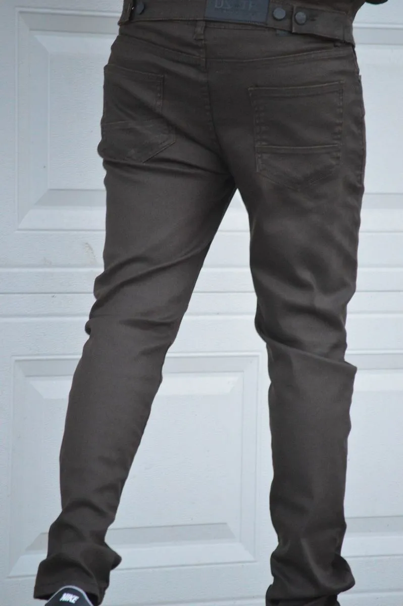 WAX BROWN STRETCH PANTS (DZTR-356)