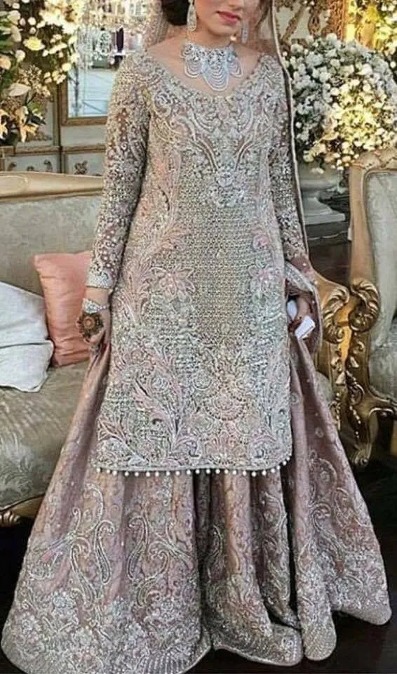 Wedding bridal lahnga set with dabka nagh pearls and threads work Model#B 98